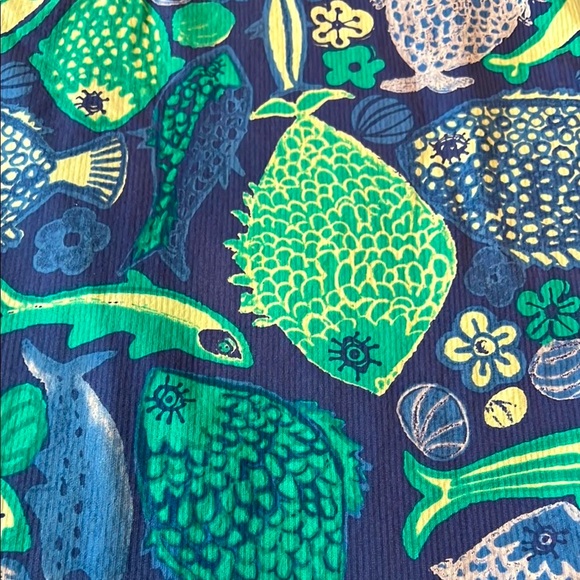 Talbots Blue and Green Fish Print Top - Picture 5 of 8